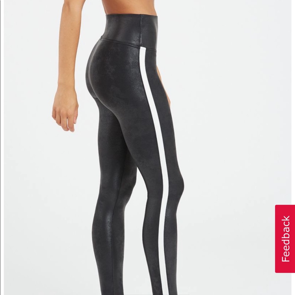 SPANX Faux leather Side Stripe Leggings Sz Med